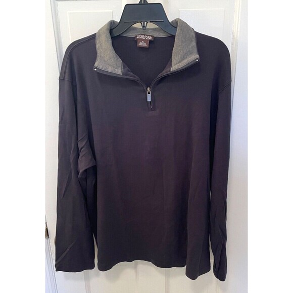 NEW Michael Kors 1/4 Zip Pullover Men's XL Navy Blue Cotton - Picture 2 of 7